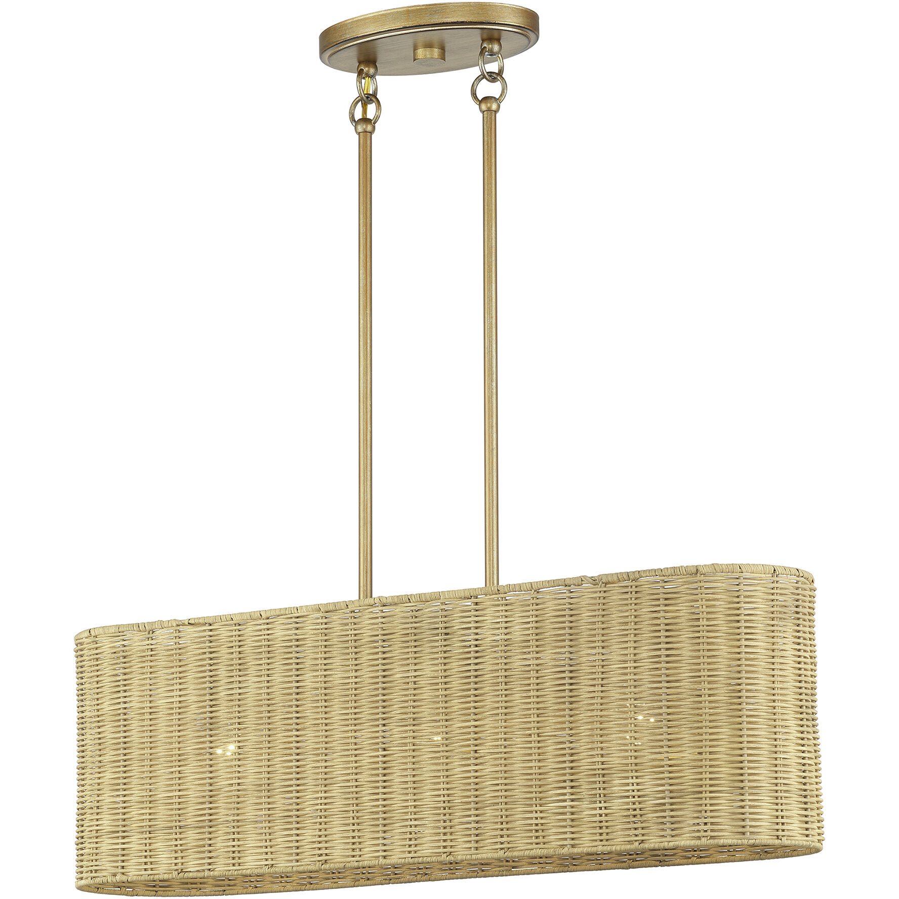 Weavington 3 Light 30 inch Antique Gold Leaf Linear Chandelier Ceiling Light, Medium