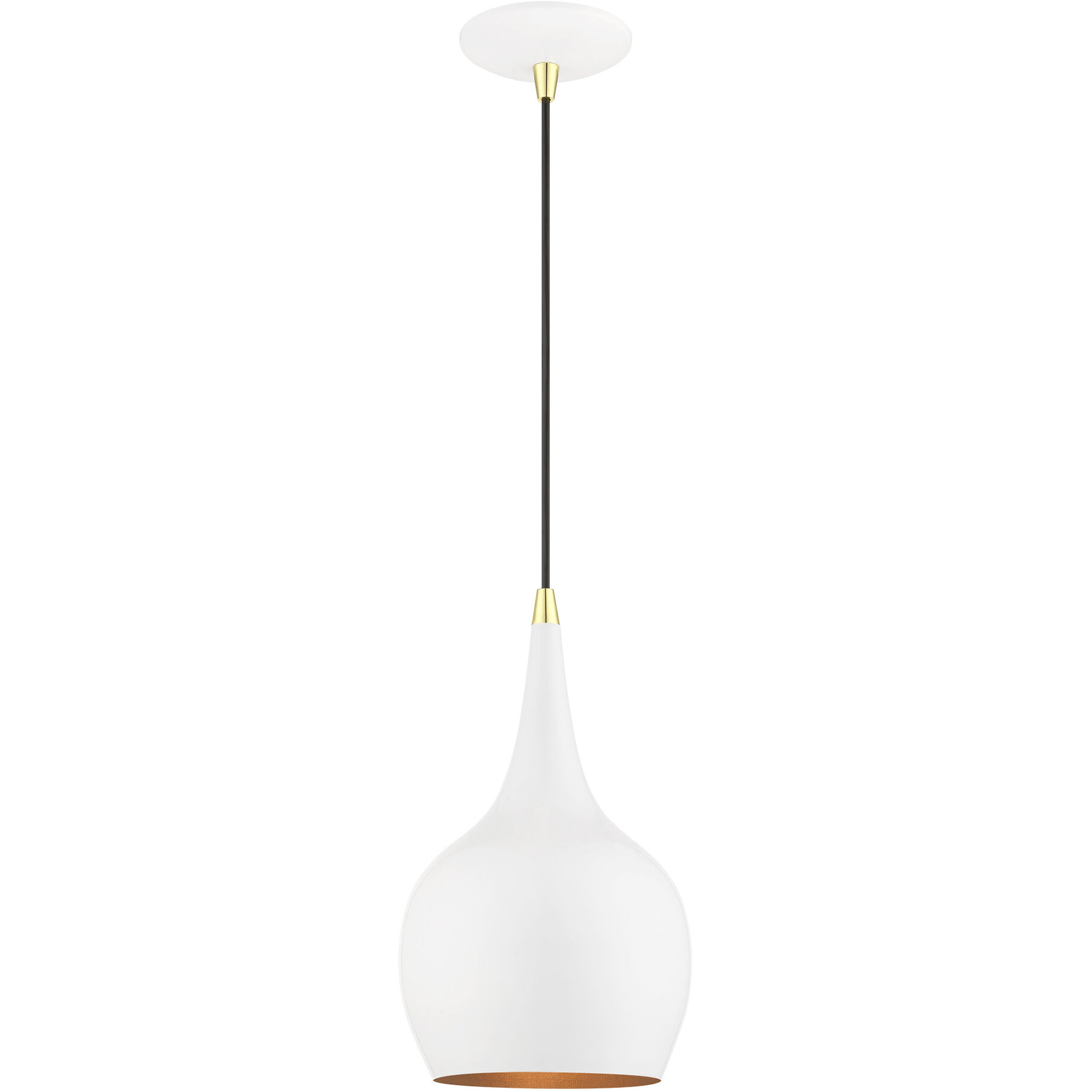 Andes 1 Light 8 inch Shiny White with Polished Brass Accents Mini Pendant Ceiling Light
