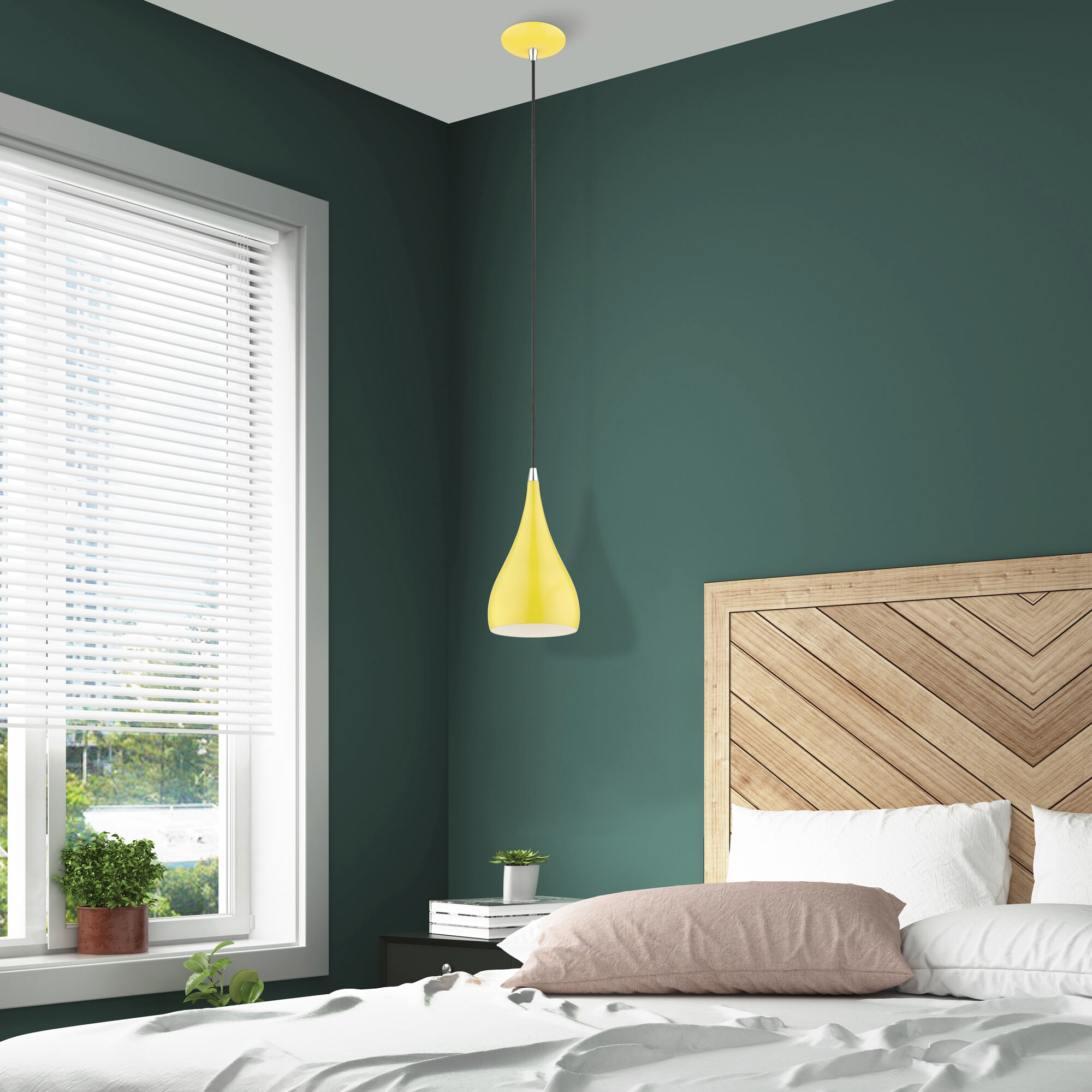 Amador 1 Light 6.25 inch Shiny Yellow with Polished Chrome Accents Mini Pendant Ceiling Light