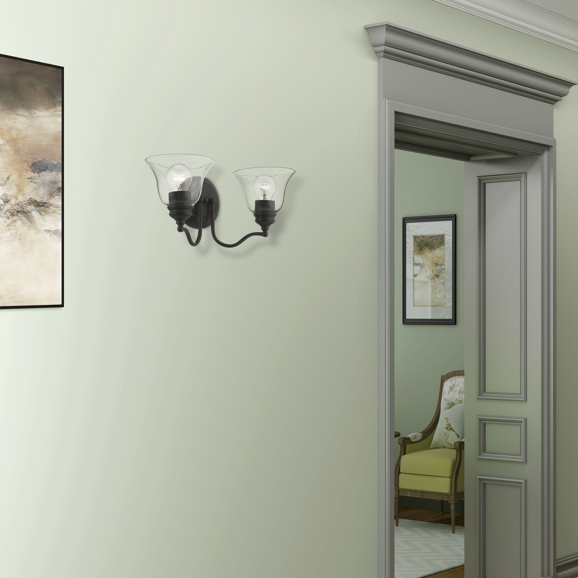 Moreland 2 Light 15 inch Black Vanity Sconce Wall Light