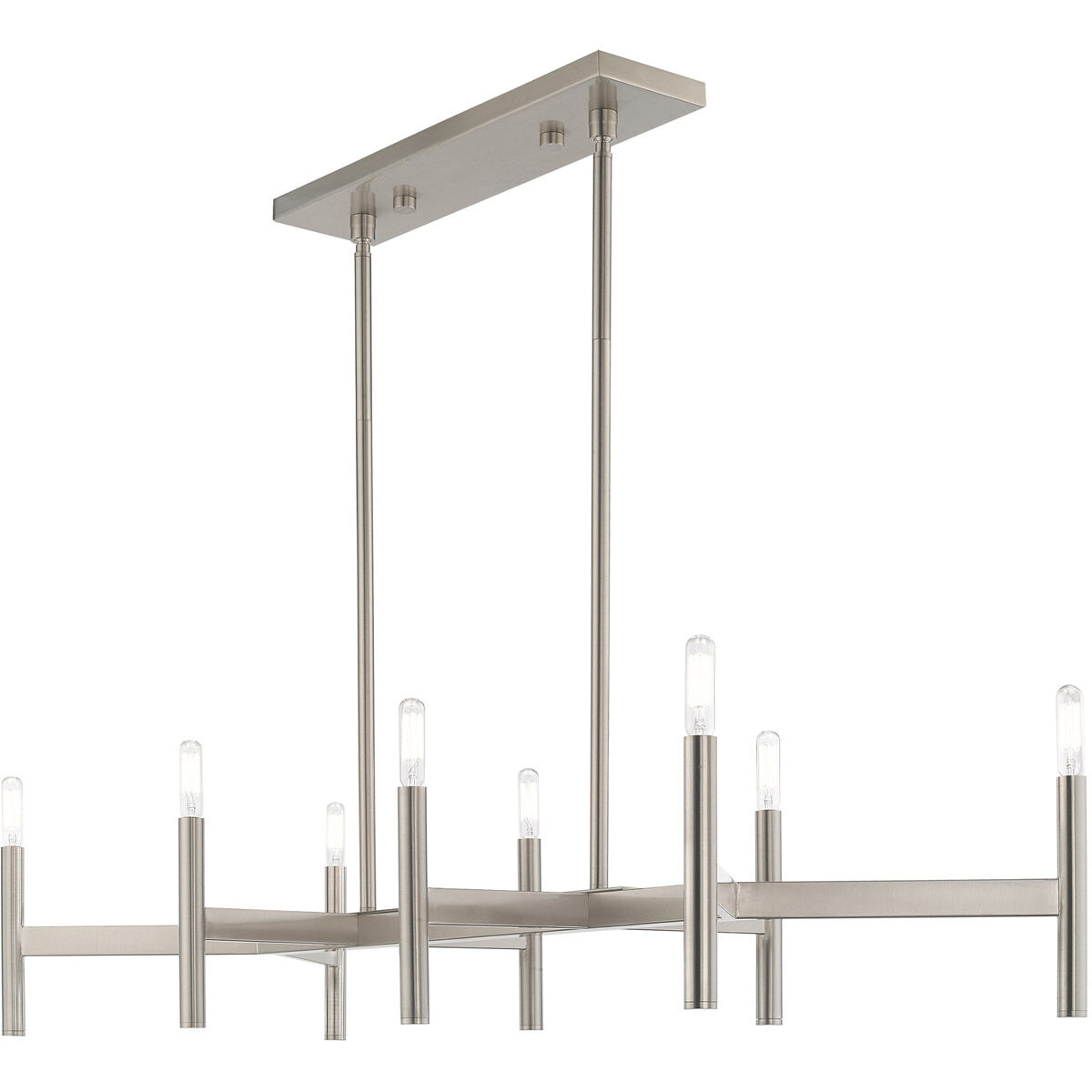 Copenhagen 8 Light 40 inch Brushed Nickel Linear Chandelier Ceiling Light 