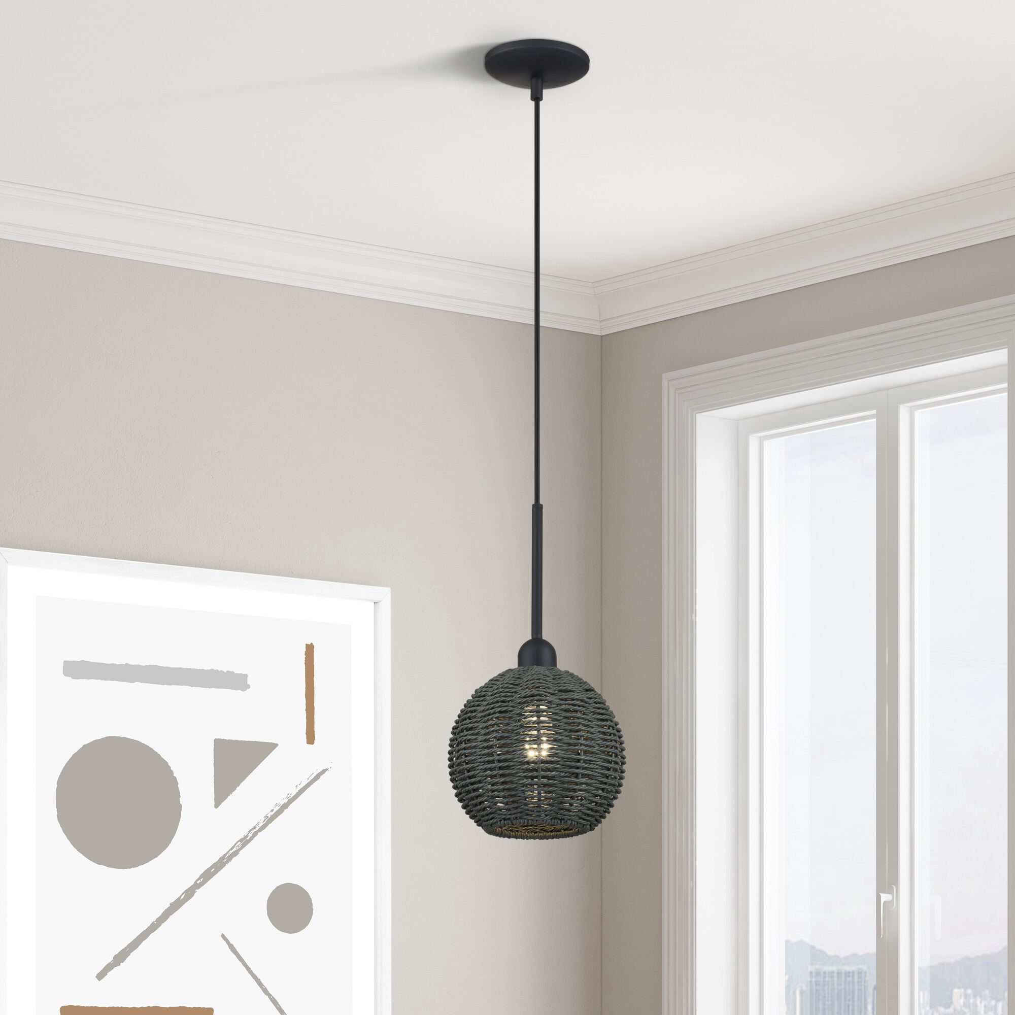 Deluna 1 Light 8 inch Black Pendant Ceiling Light, Mini Globe