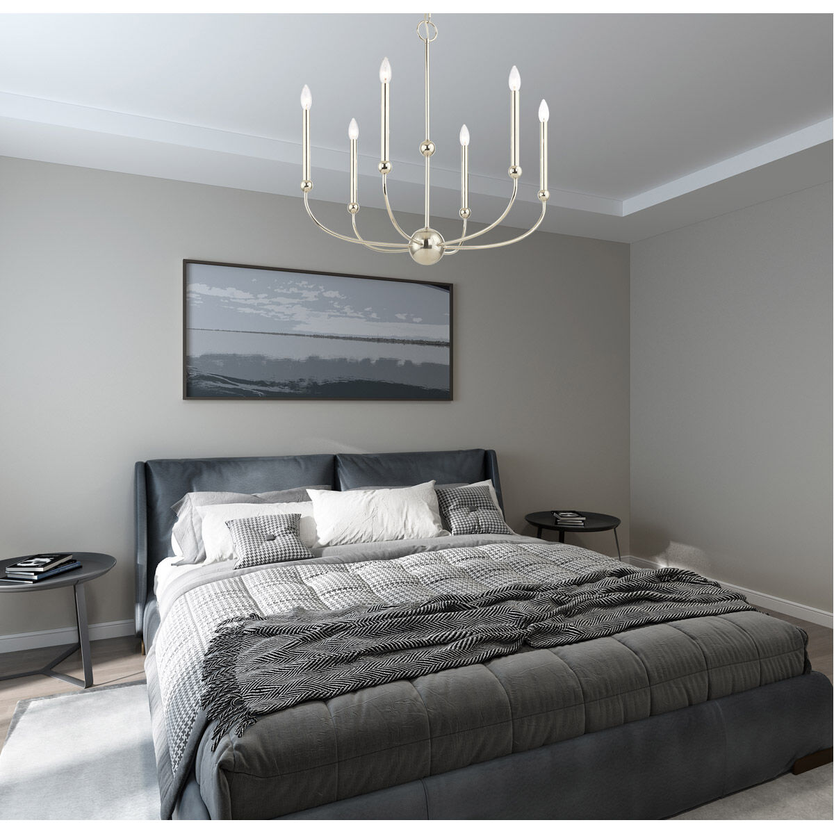 Cortlandt 6 Light 28 inch Polished Nickel Chandelier Ceiling Light