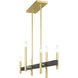 Denmark 6 Light 40 inch Satin Brass with Bronze Accents Linear Chandelier Ceiling Light