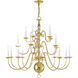 Williamsburgh 20 Light 36 inch Polished Brass Chandelier Ceiling Light