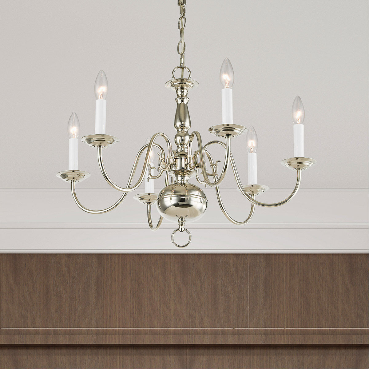 Williamsburgh 6 Light 24 inch Polished Nickel Chandelier Ceiling Light