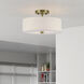 Monroe 2 Light 13 inch Antique Brass Semi Flush Mount Ceiling Light, Medium
