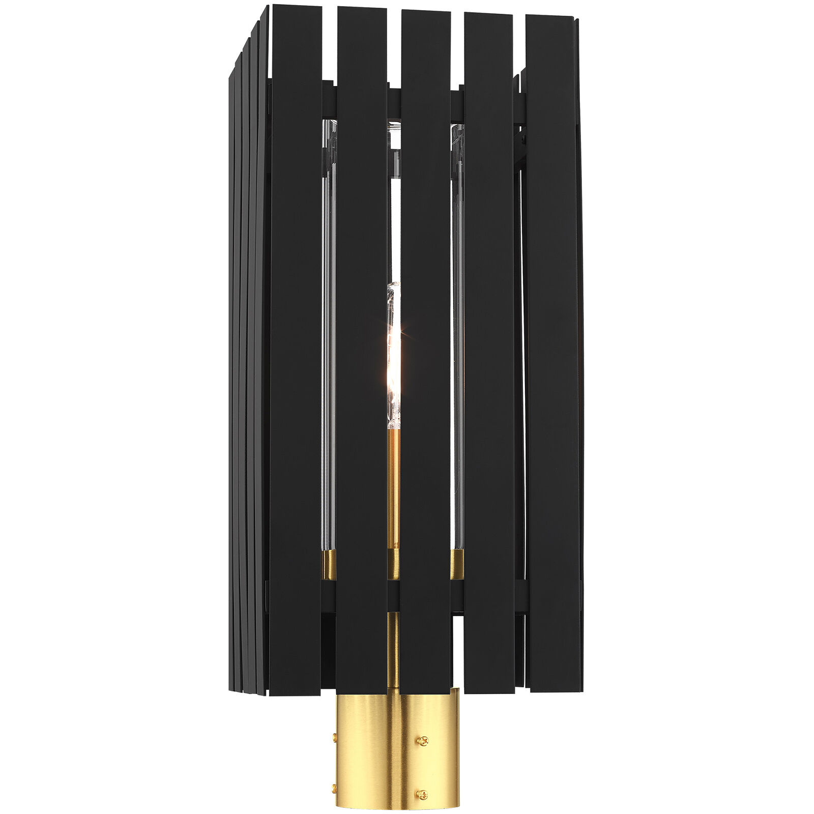 Greenwich 1 Light 20 inch Black with Satin Brass Accents Outdoor Post Top Lantern