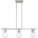 Clarion 3 Light 30 inch Brushed Nickel Linear Chandelier Ceiling Light