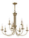 Estate 9 Light 30 inch Antique Brass Chandelier Ceiling Light