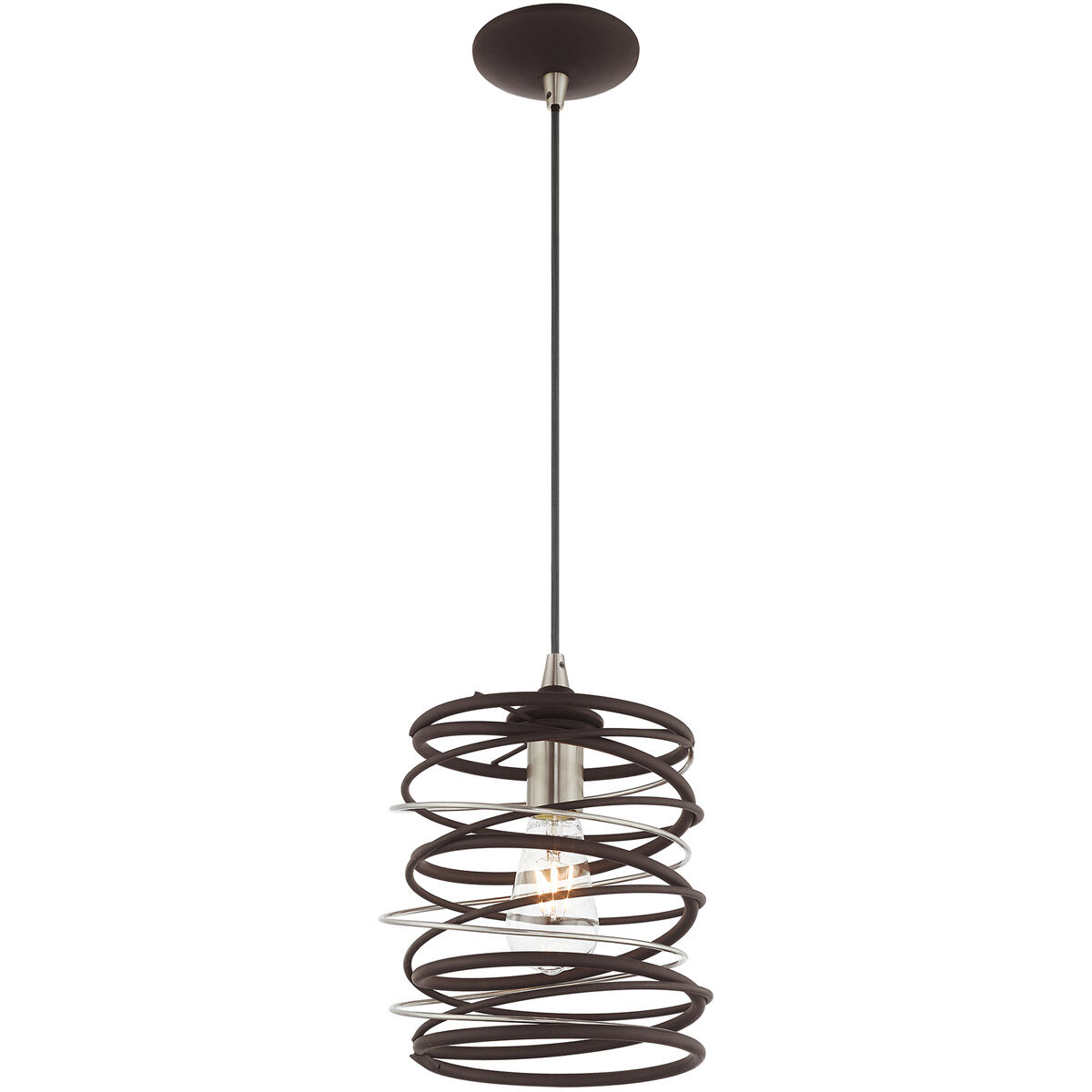 Geometric 1 Light 8 inch Bronze Mini Pendant Ceiling Light