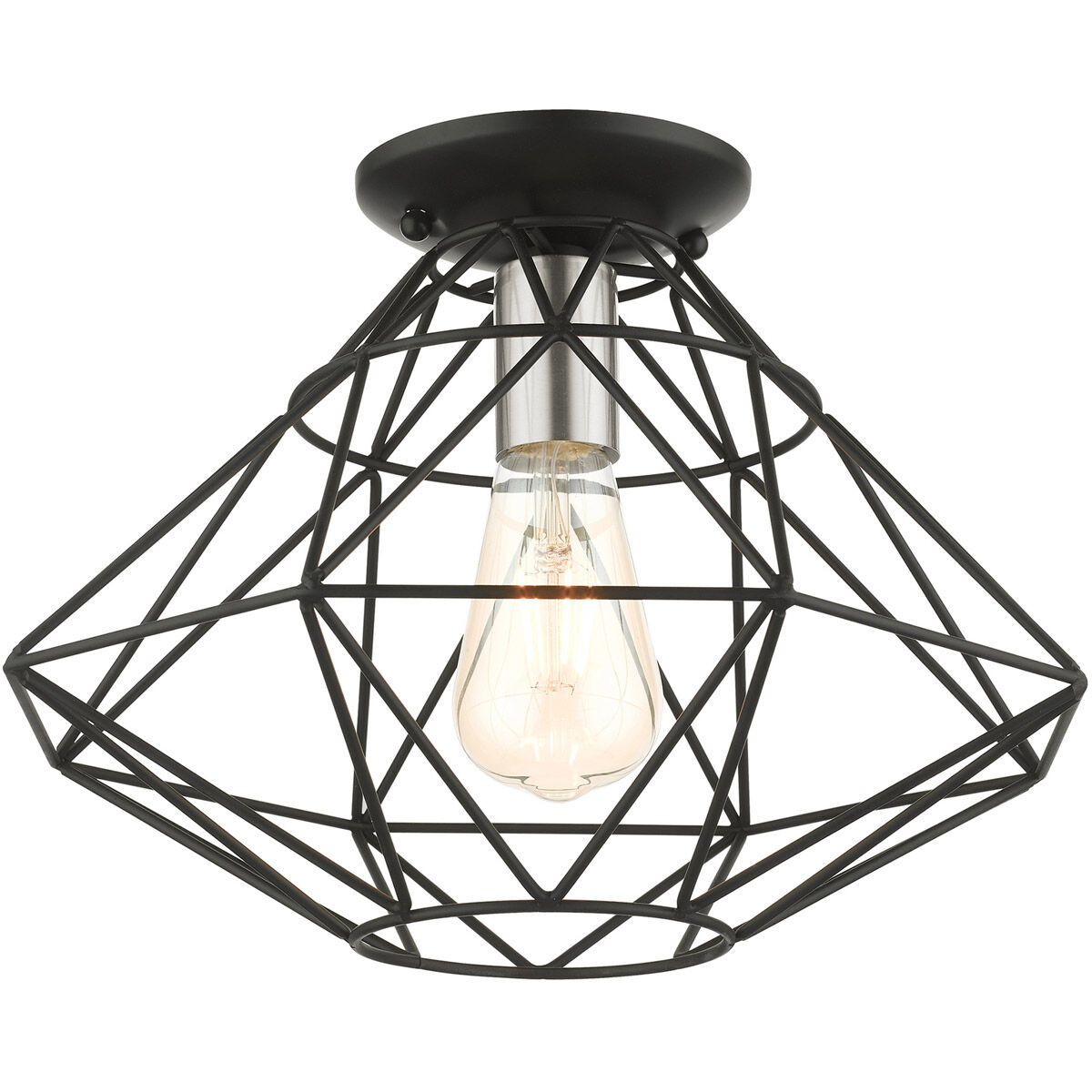 Geometric 1 Light 14 inch Black Flush Mount Ceiling Light