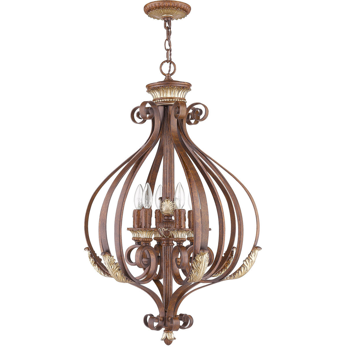 Villa Verona 6 Light 24 inch Verona Bronze with Aged Gold Leaf Accents Foyer Ceiling Light