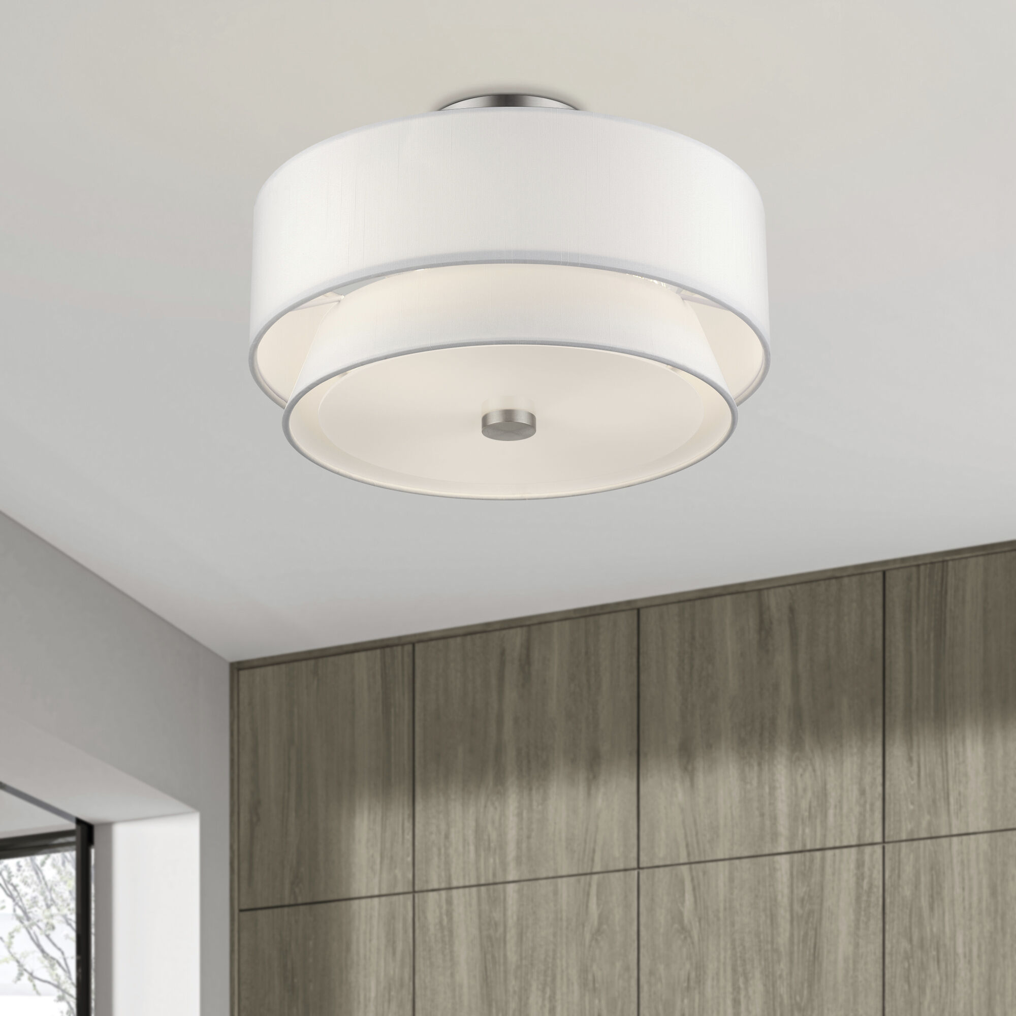 Fontana 3 Light 15 inch Brushed Nickel Semi-Flush Ceiling Light
