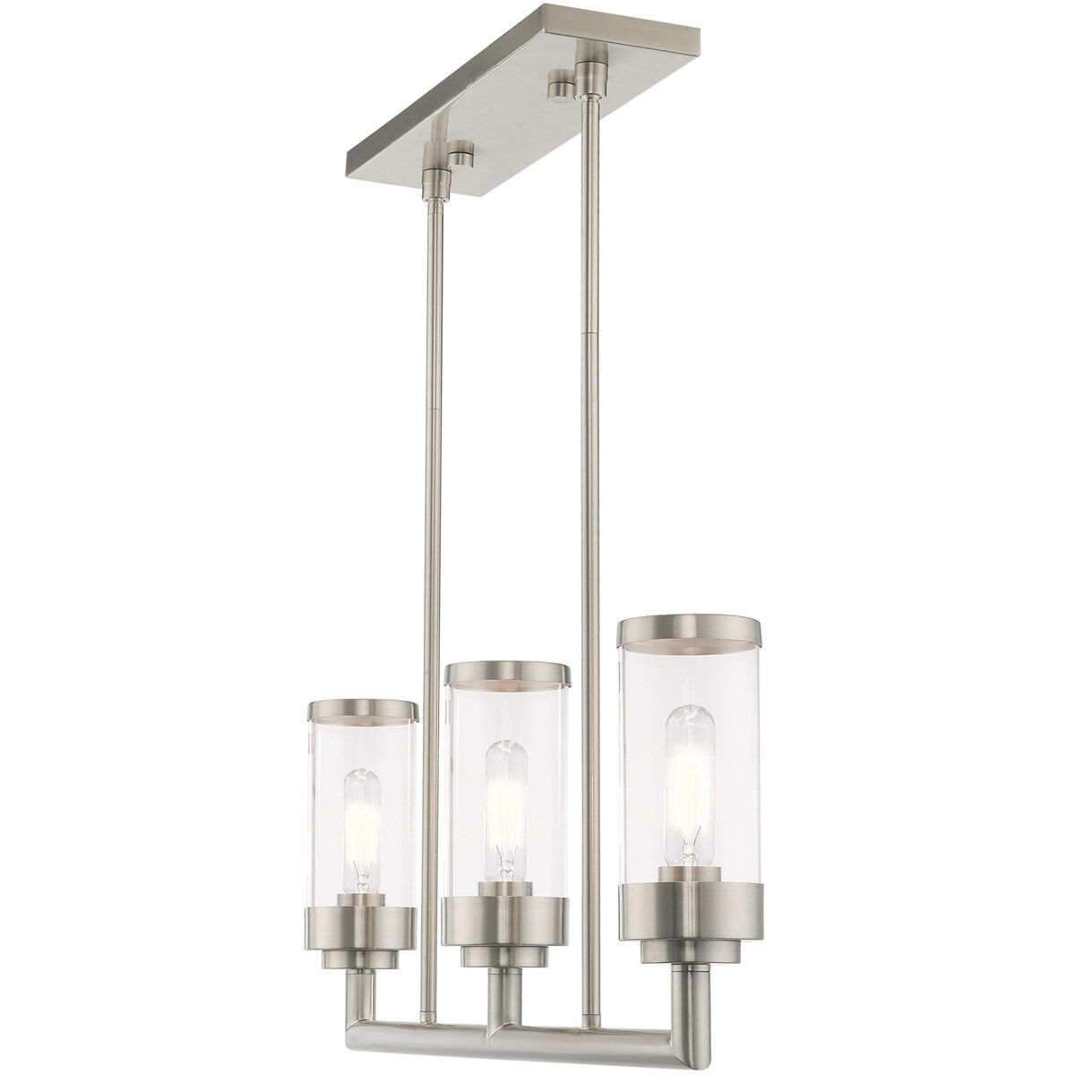 Hillcrest 3 Light 28 inch Brushed Nickel Linear Chandelier Ceiling Light