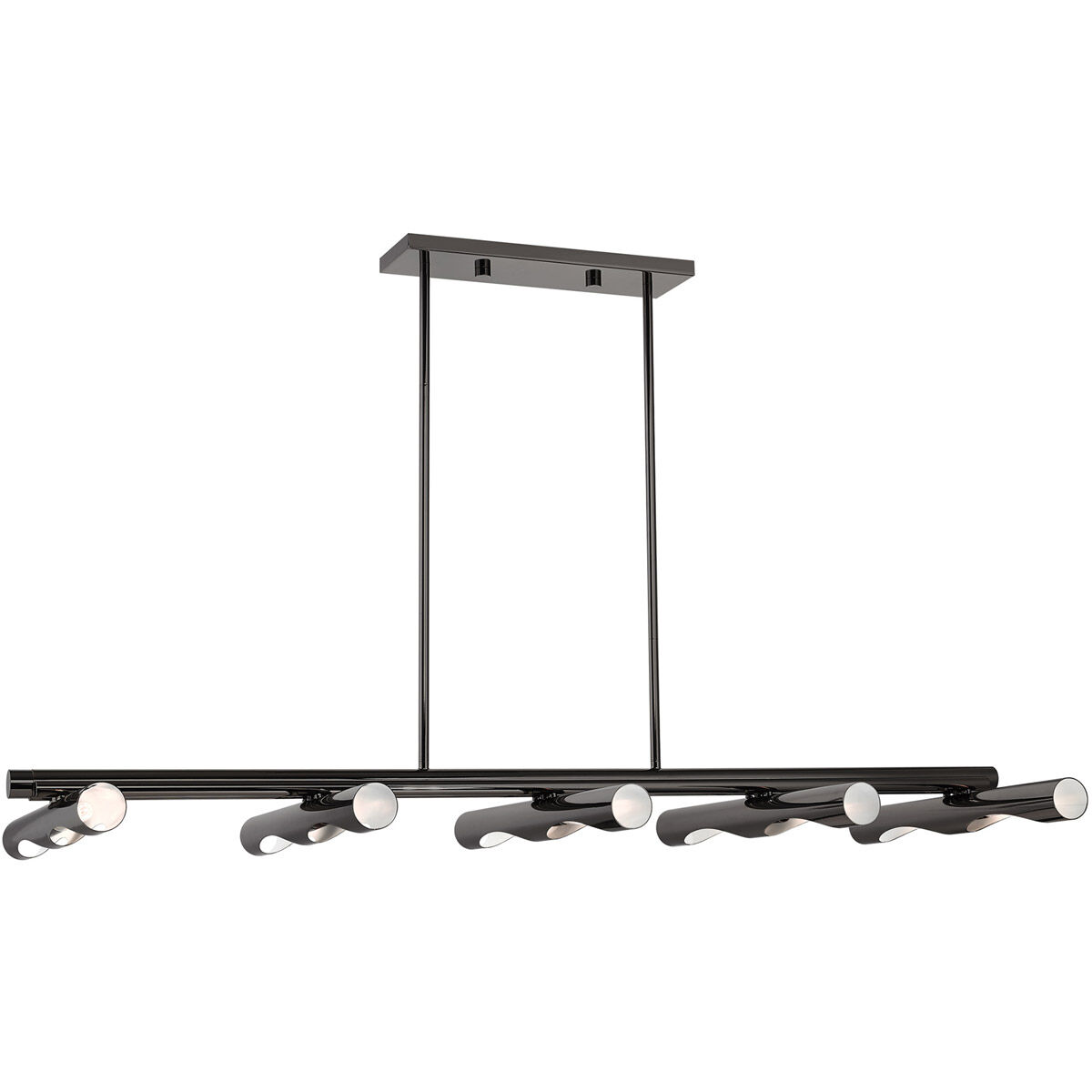 Acra 10 Light 50 inch Black Chrome Linear Chandelier Ceiling Light