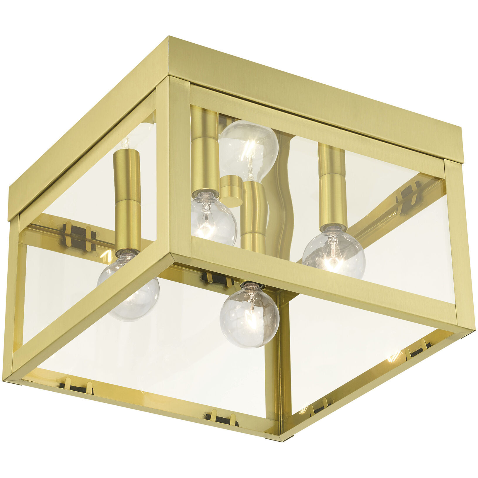 Nyack 4 Light 11 inch Satin Brass Flush Mount Ceiling Light