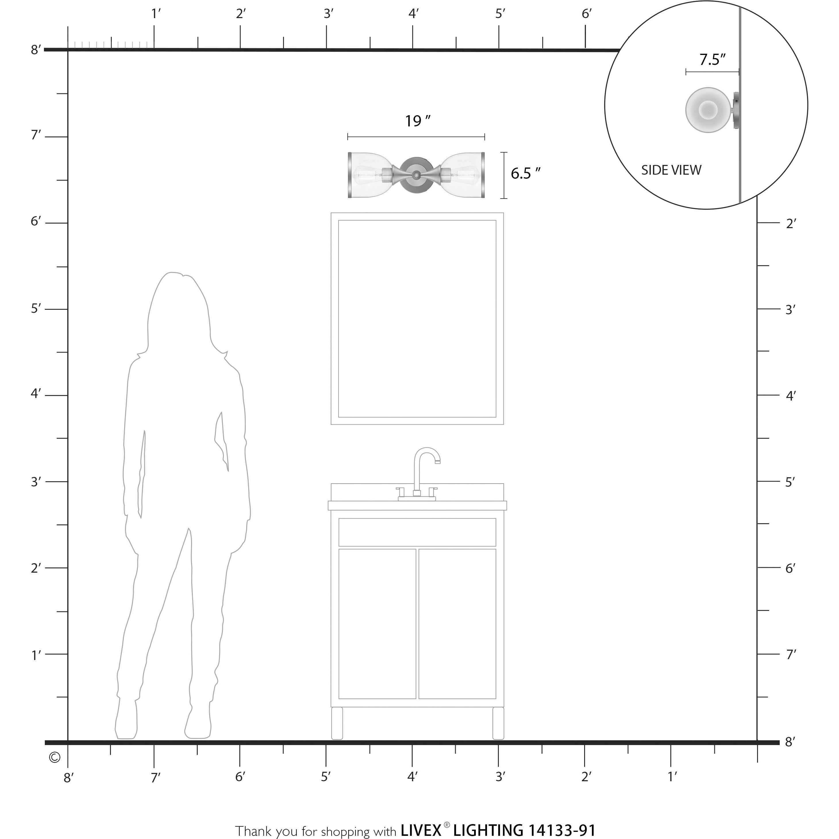 Ashridge 2 Light 6.5 inch Brushed Nickel Vanity Wall Sconce Wall Light