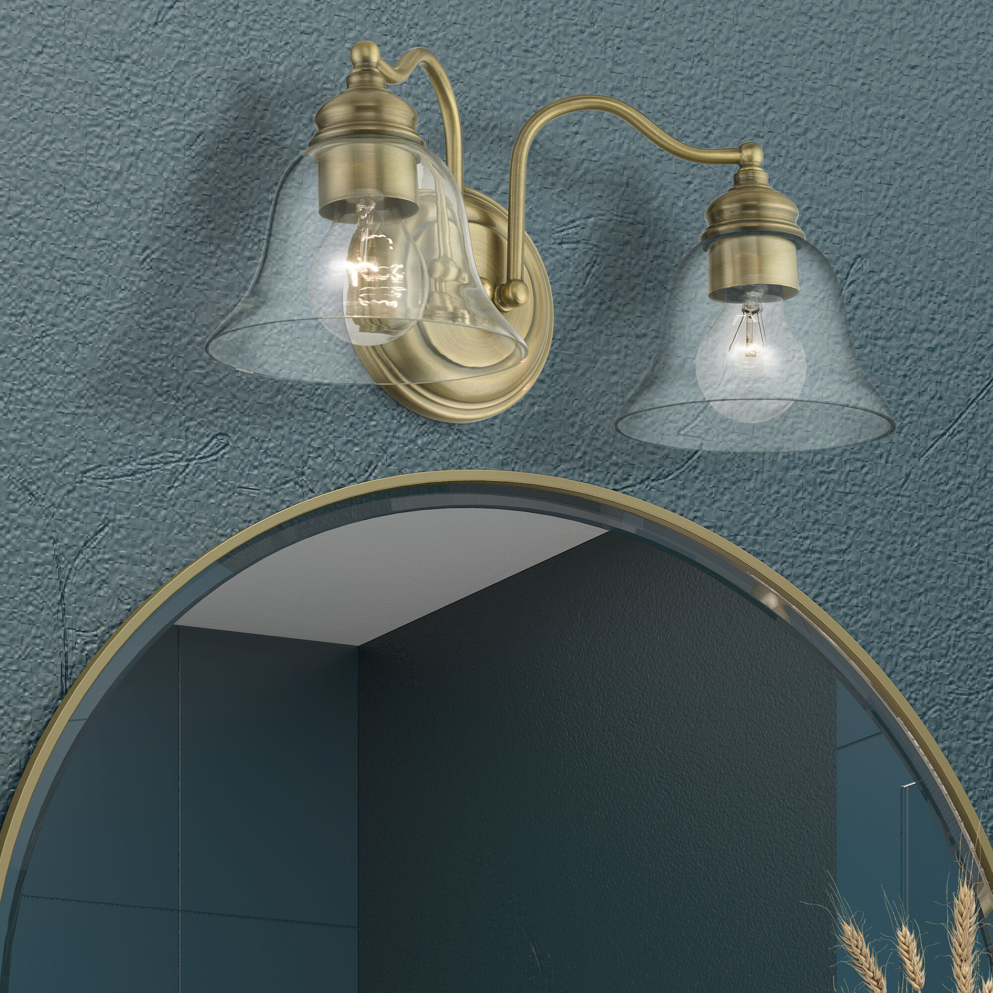 Moreland 2 Light 15 inch Antique Brass Vanity Sconce Wall Light