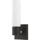 Aero ADA Wall Sconce Wall Light in Textured Black with Antique Brass Accent