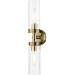 Ludlow 2 Light 4 inch Antique Brass Vanity Sconce Wall Light