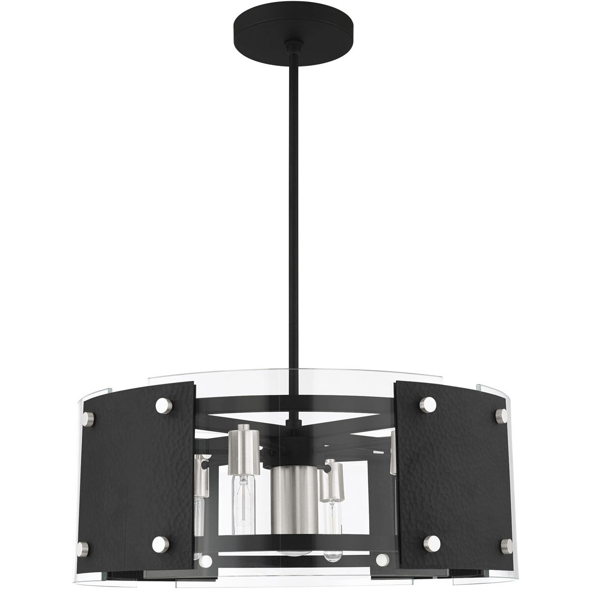 Barcelona 7 Light 27 inch Black with Brushed Nickel Accents Pendant Chandelier Ceiling Light