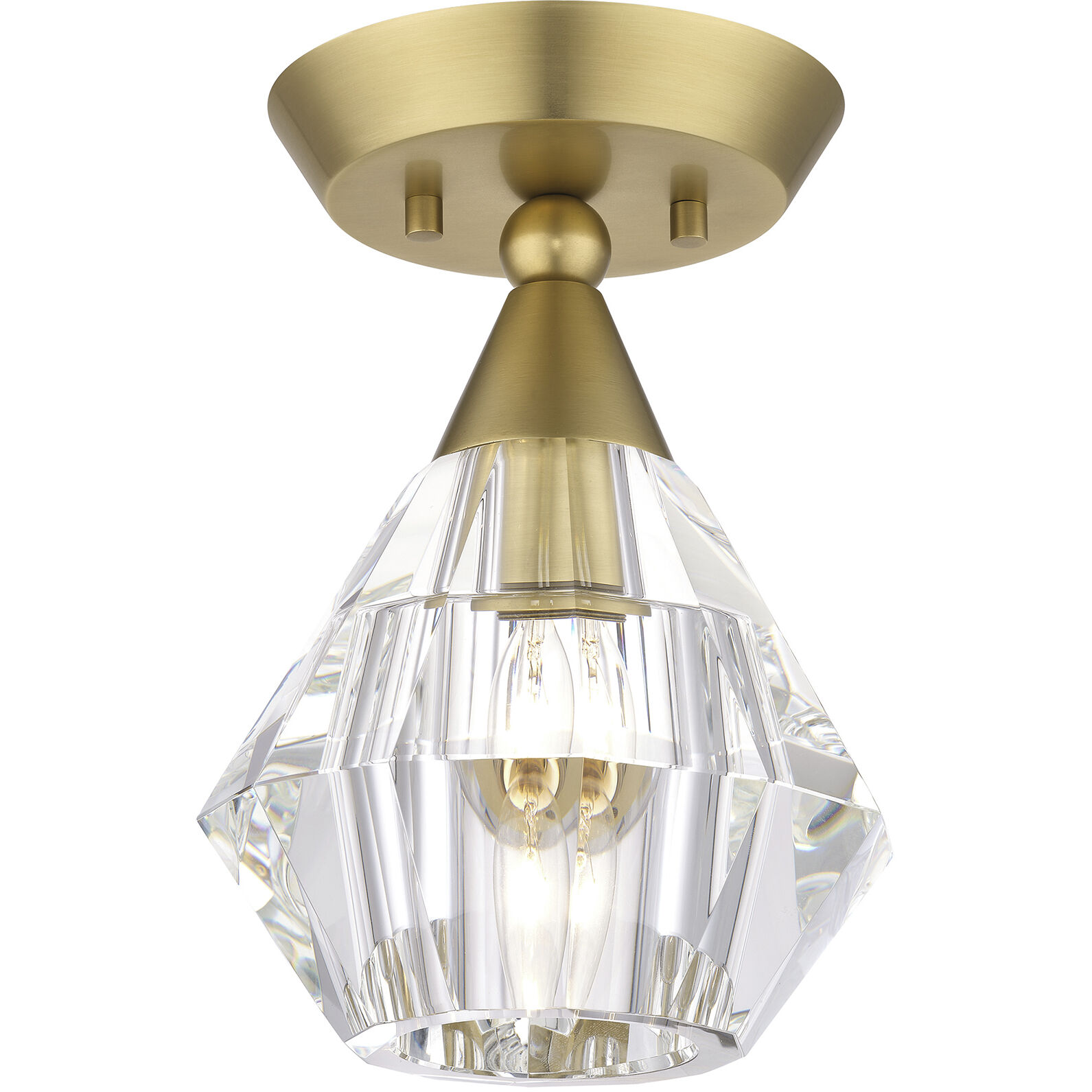 Brussels 1 Light 7 inch Natural Brass Crystal Semi-Flush Ceiling Light