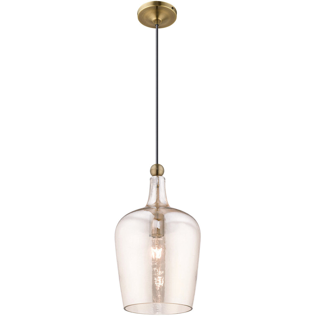 Art Glass 1 Light 9 inch Antique Brass Mini Pendant Ceiling Light