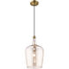 Art Glass 1 Light 9 inch Antique Brass Mini Pendant Ceiling Light