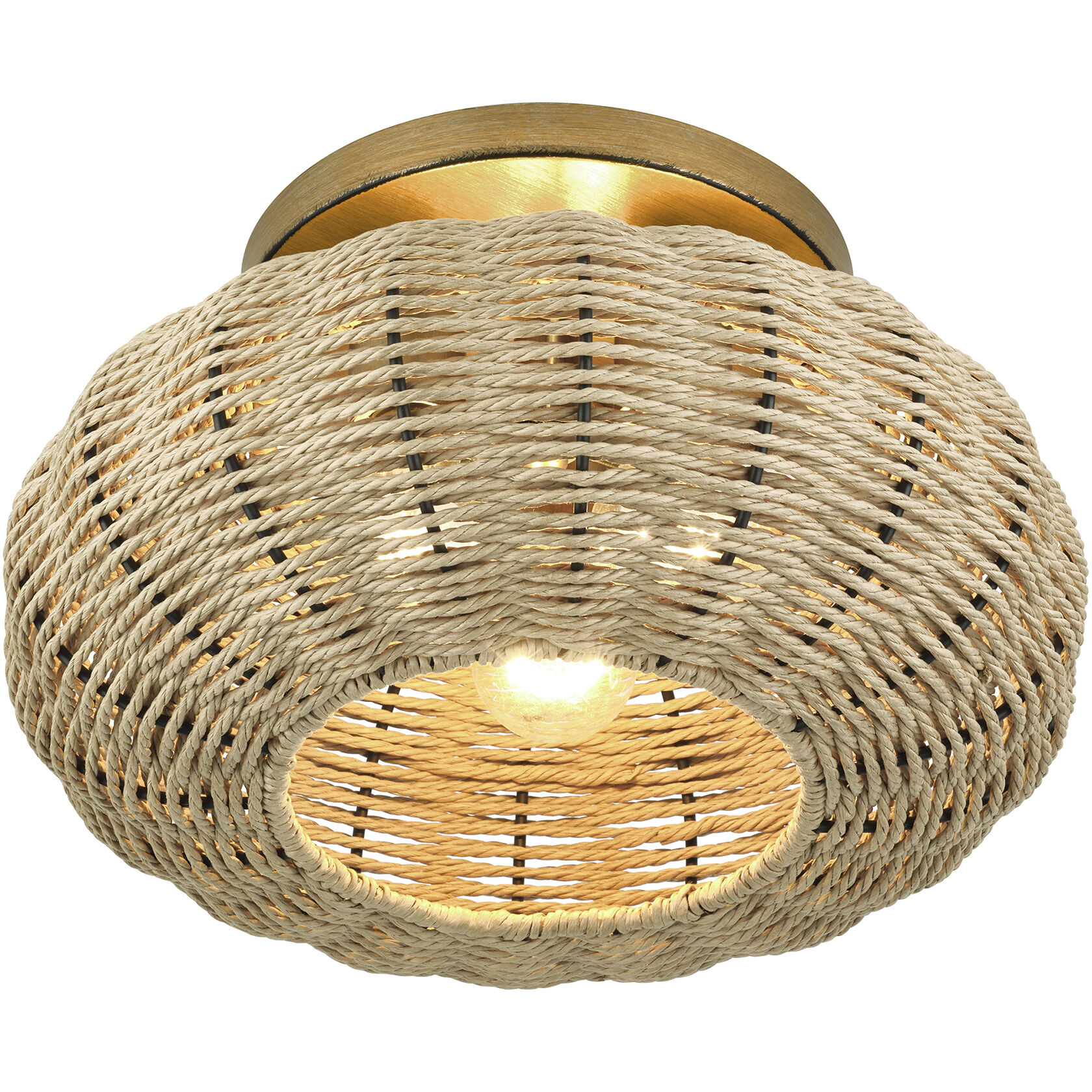 Summervine 3 Light 14 inch Antique Gold Leaf Semi Flush Mount Ceiling Light, Large