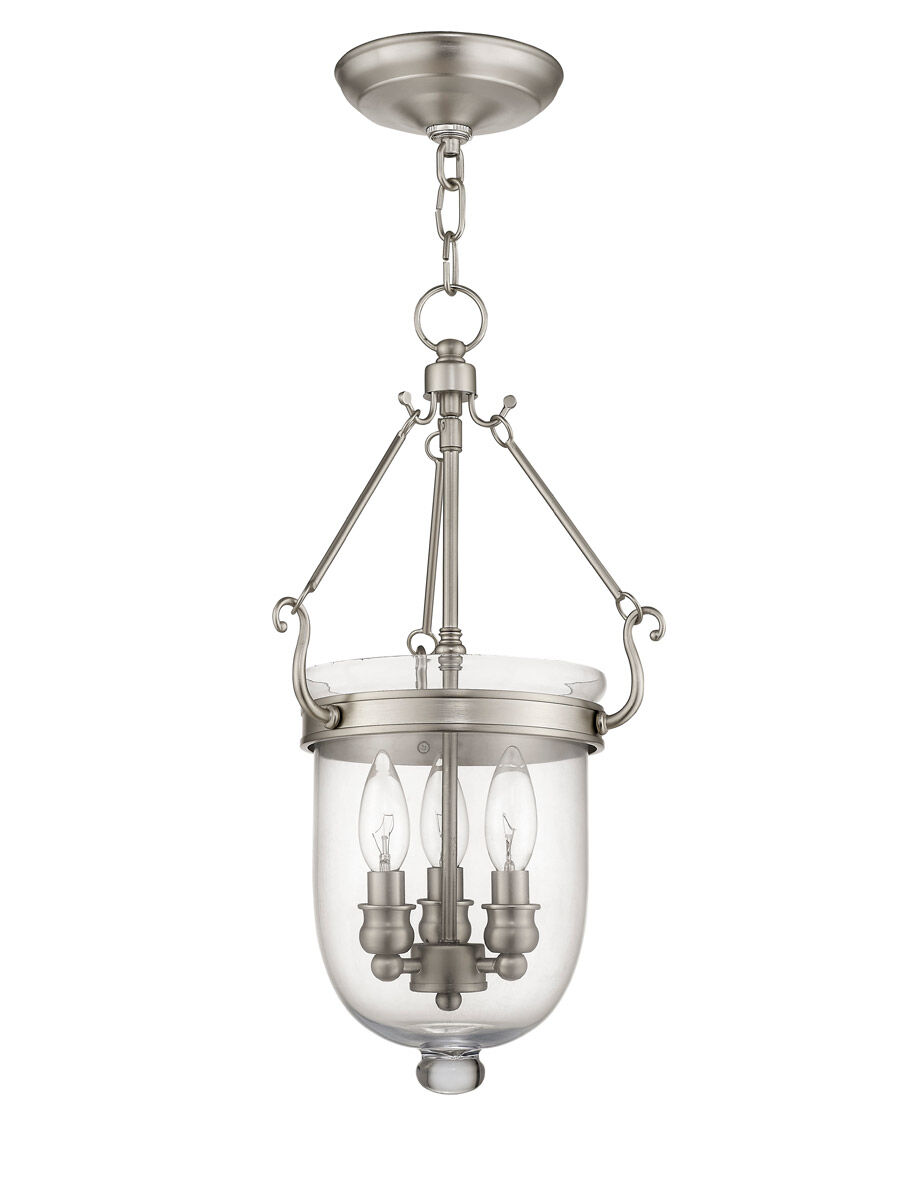 Jefferson 3 Light 10 inch Brushed Nickel Chain Lantern