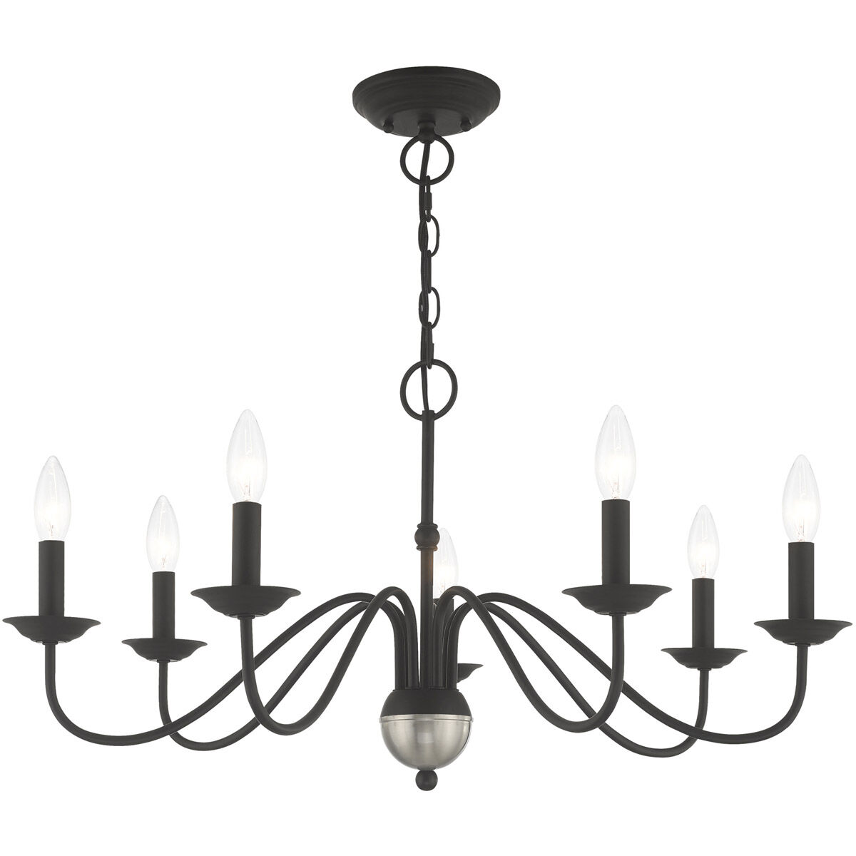 Windsor 7 Light 28 inch Black Chandelier Ceiling Light