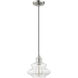 Everett 1 Light 9 inch Brushed Nickel with Chrome Finish Accents Pendant Ceiling Light