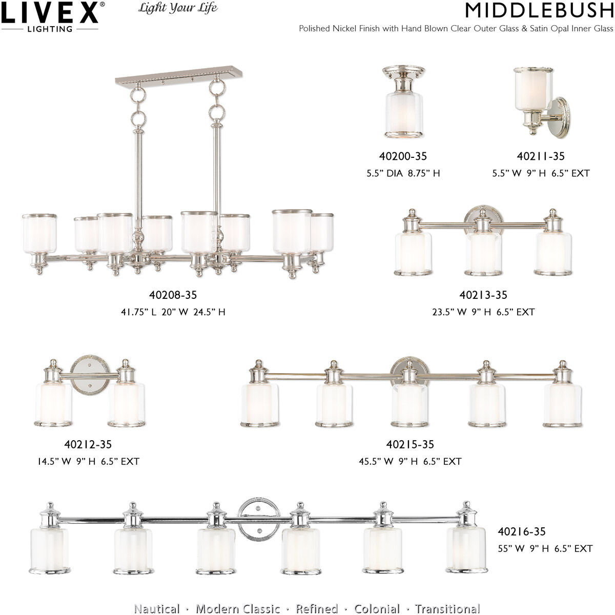 Middlebush 5 Light 25 inch Polished Nickel Chandelier Ceiling Light