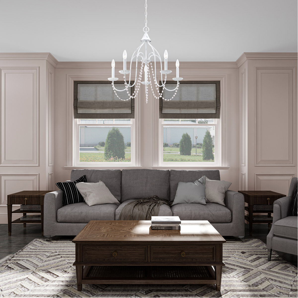 Alessia 5 Light 24 inch Antique White Chandelier Ceiling Light