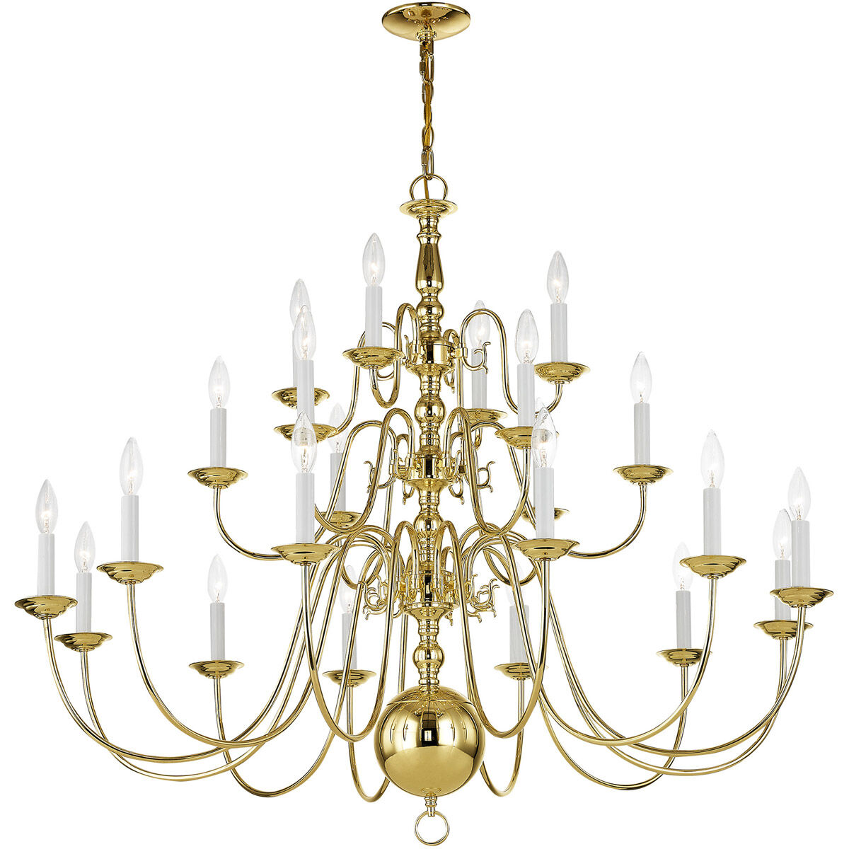Williamsburgh 22 Light 42 inch Polished Brass Chandelier Ceiling Light