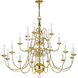 Williamsburgh 22 Light 42 inch Polished Brass Chandelier Ceiling Light
