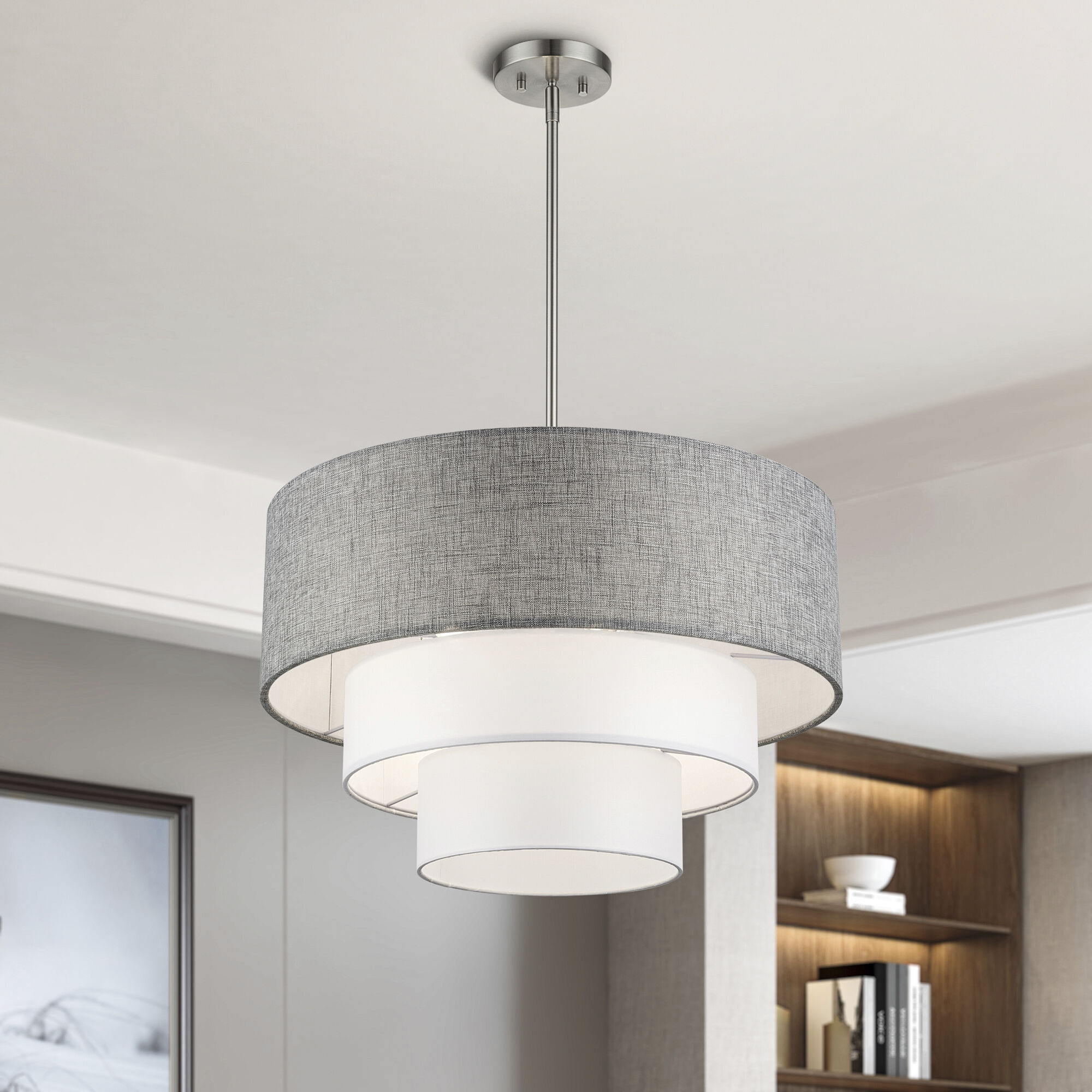 Brookmeade 4 Light 23 inch Brushed Nickel Pendant Chandelier Ceiling Light