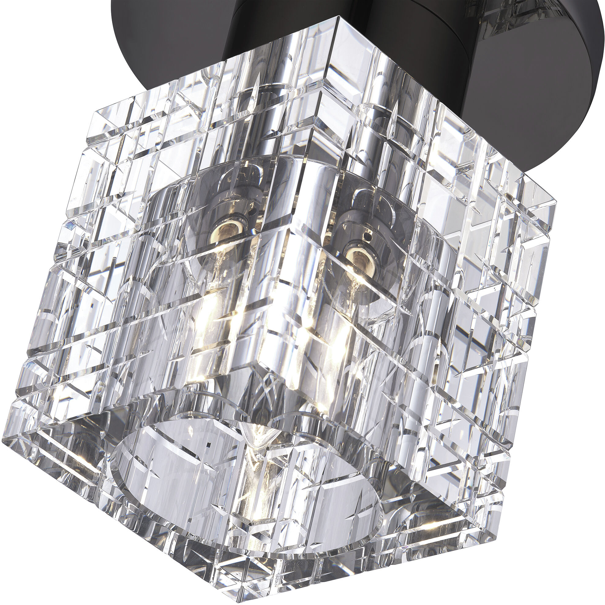 Rotterdam 1 Light 7 inch Black Chrome Crystal Semi-Flush Ceiling Light