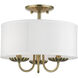 Brookdale 3 Light 13 inch Antique Brass Semi-Flush Mount Ceiling Light
