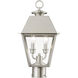 Wentworth 2 Light 18 inch Brushed Nickel Outdoor Post Top Lantern, Medium