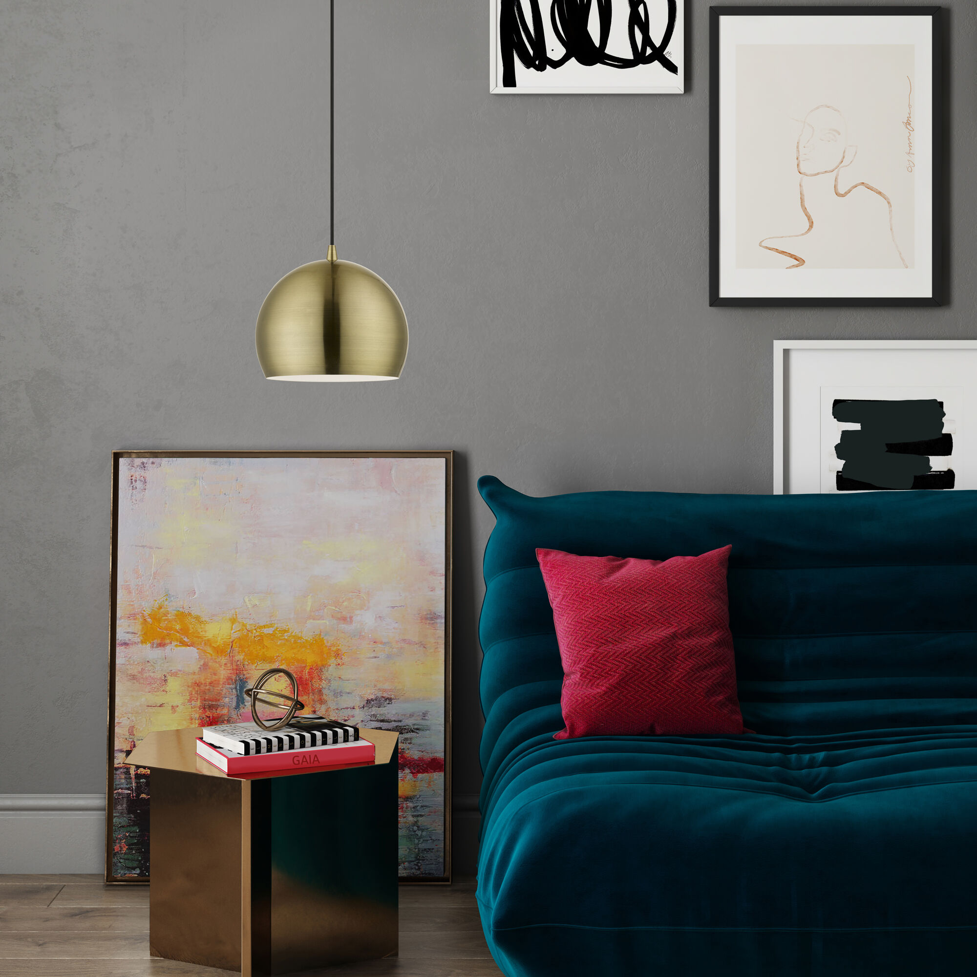 Piedmont 1 Light 10 inch Antique Brass Pendant Ceiling Light