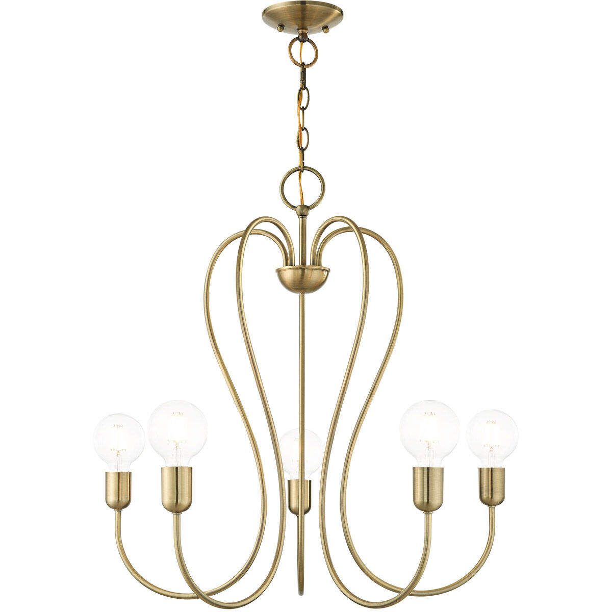 Lucerne 5 Light 24 inch Antique Brass Chandelier Ceiling Light