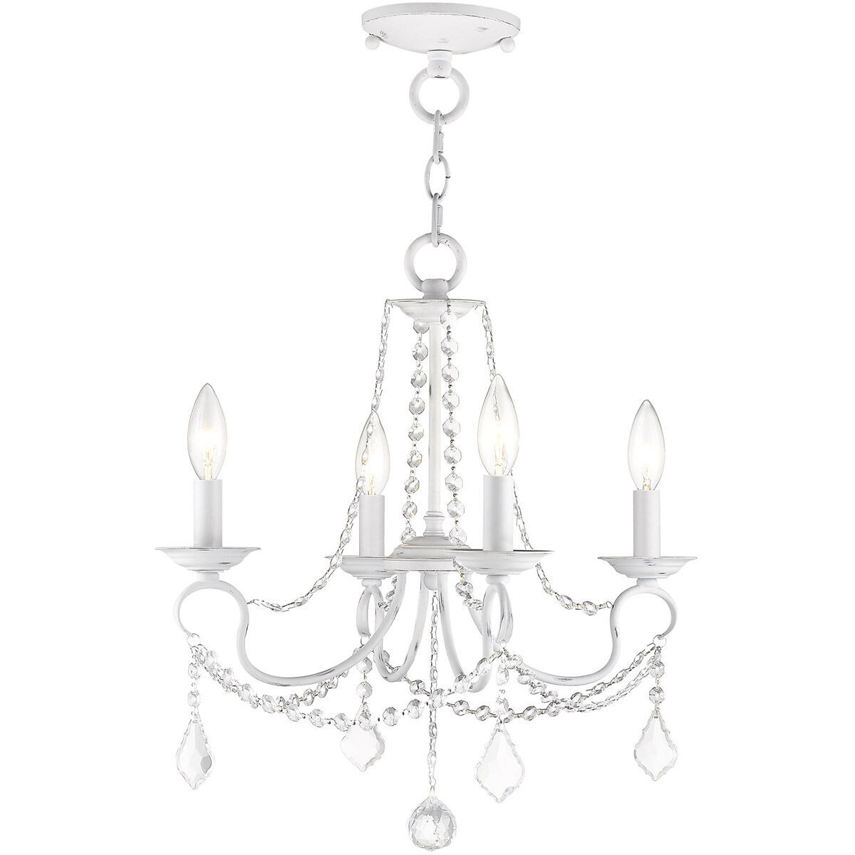 Pennington 4 Light 18 inch Antique White Convertible Mini Chandelier/Ceiling Mount Ceiling Light