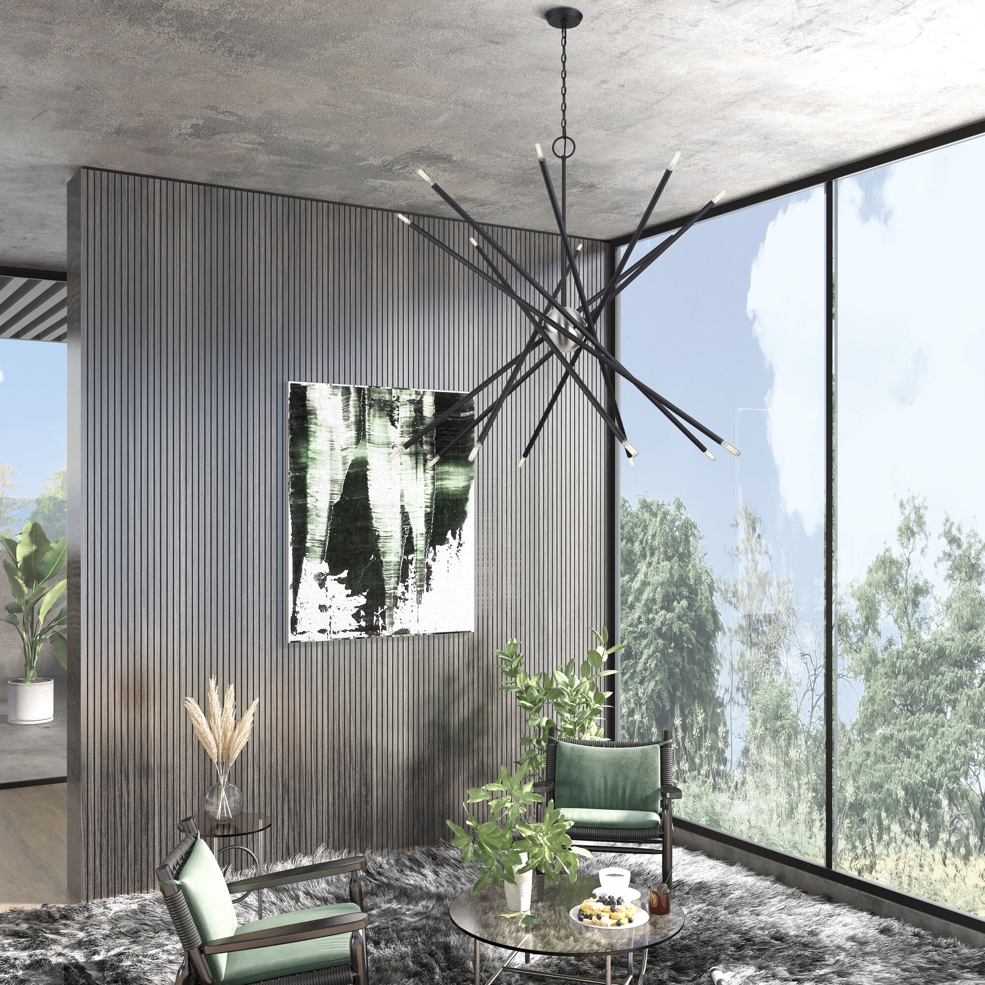 Soho 16 Light 50 inch Black Foyer Chandelier Ceiling Light