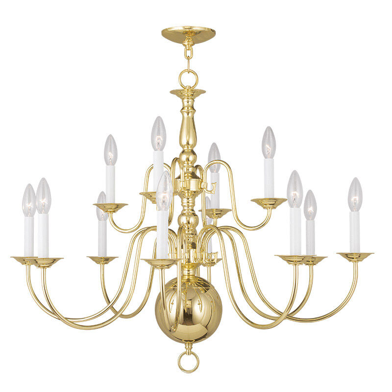 Williamsburgh 12 Light 32 inch Polished Brass Chandelier Ceiling Light