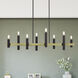 Helsinki 8 Light 48 inch Bronze with Antique Brass Accents Linear Chandelier Ceiling Light
