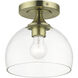 Glendon 1 Light 8.25 inch Antique Brass Semi-Flush Ceiling Light