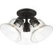 Moreland 3 Light 15 inch Black Semi-Flush Ceiling Light, Large