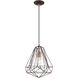Geometric 1 Light 12 inch Bronze Mini Pendant Ceiling Light